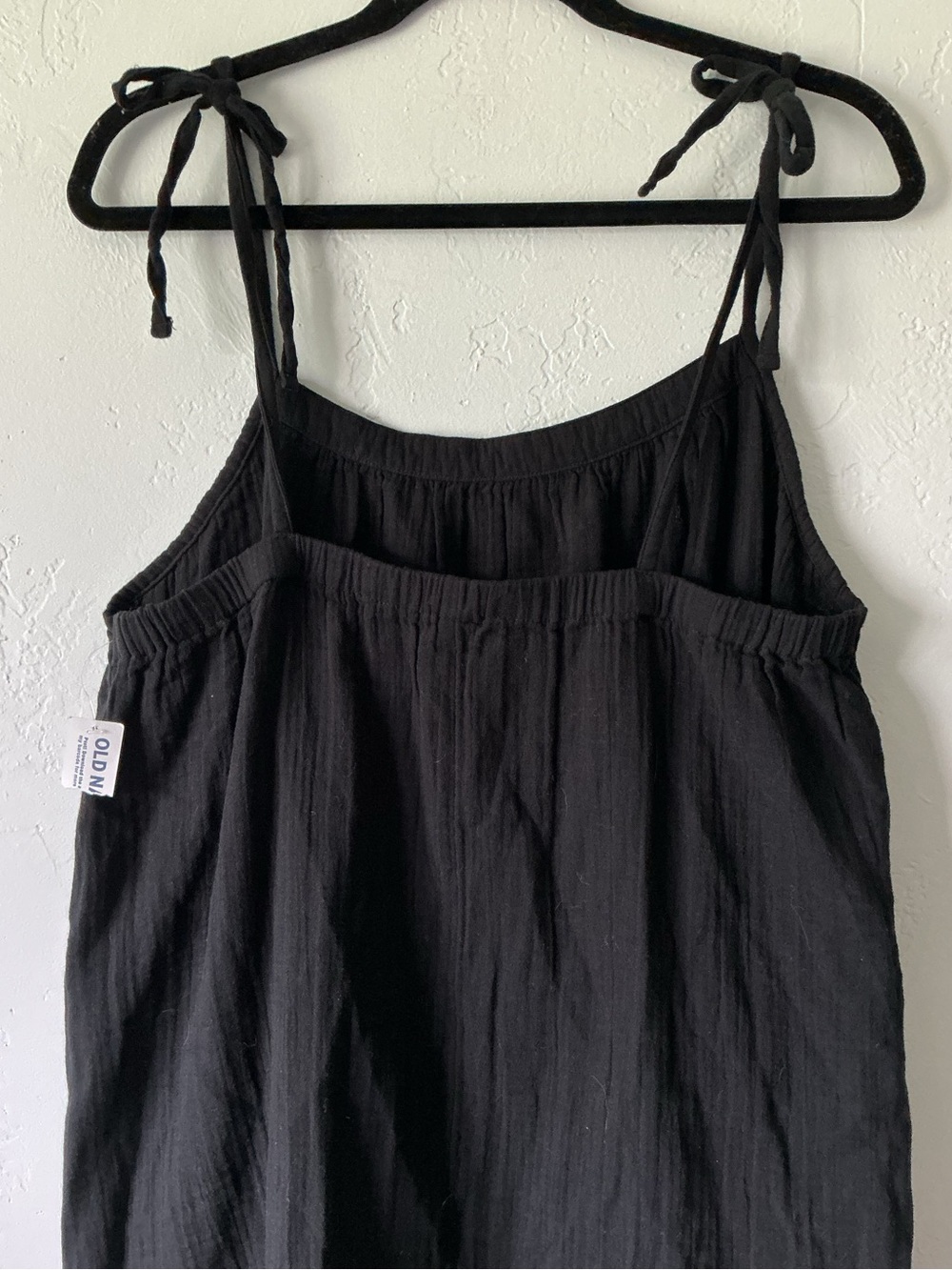 NWT Old Navy Black Cotton Gauze Tie Strap Mini Dress - Picture 5 of 7